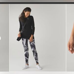 Lululemon Wunder Under Full-On Luon Static Mist White Black Leggings Size 4